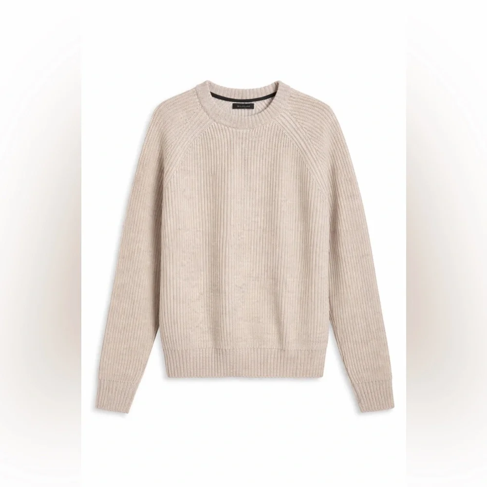 NAADAM Ribbed Wool Cashmere Blend Crewneck Sweater – Women’s L – Heather Oatmeal - Picture 2 of 9